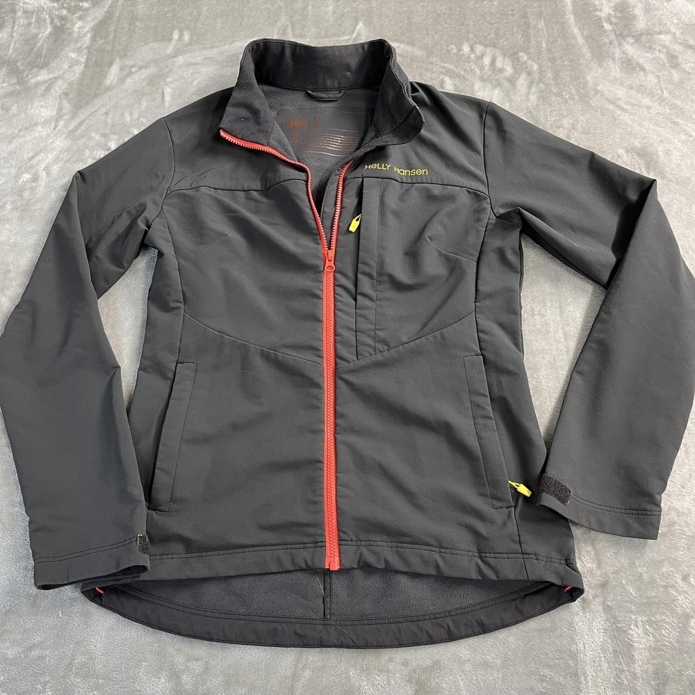 Helly‎ Hansen Jacket Mens M Black Softshell Full Zip Fleece Lined Odin Hiking